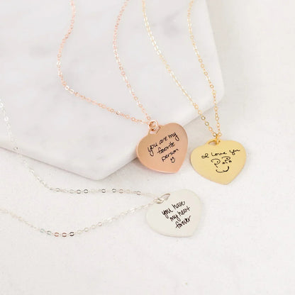 Custom Heart Handwriting Necklace